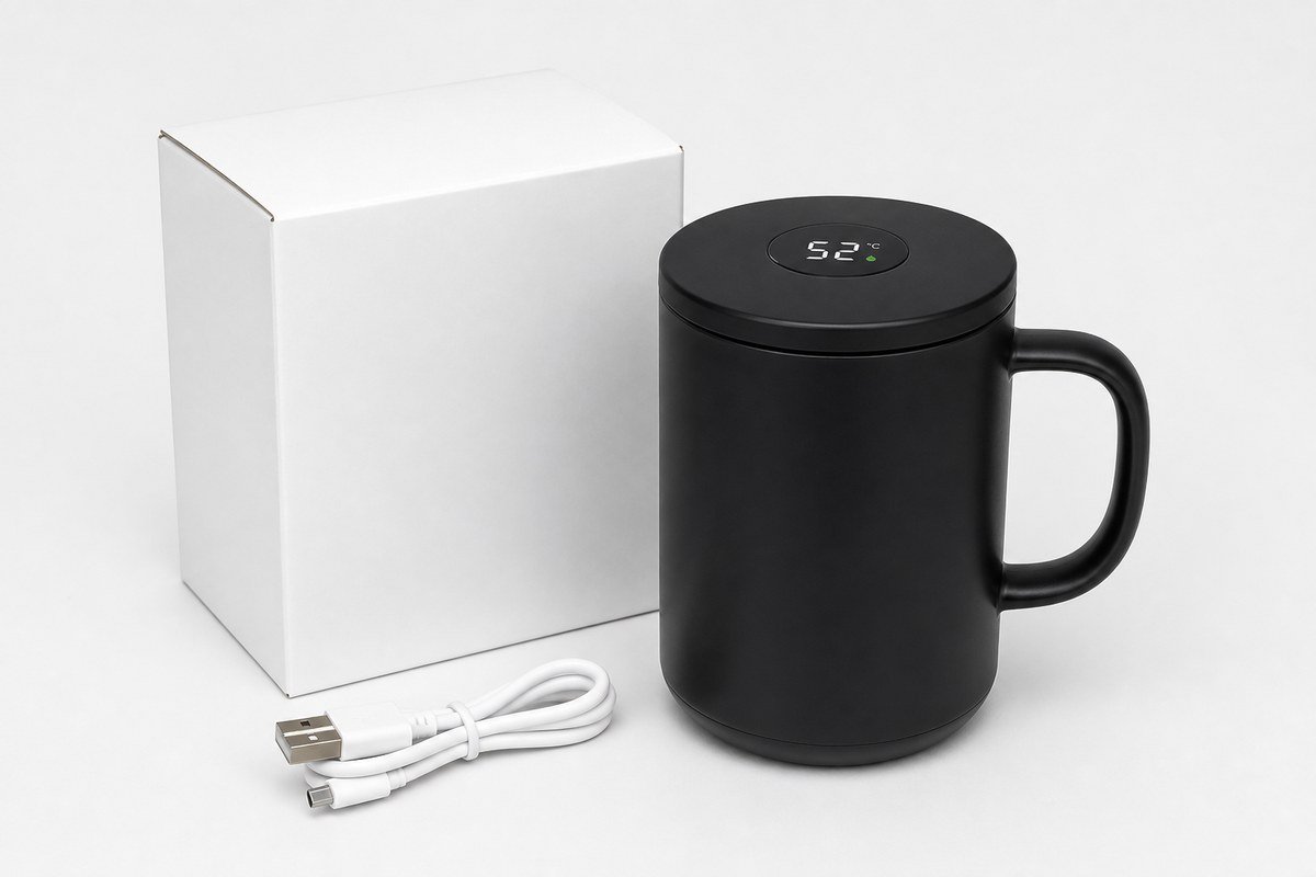 Smart temperature-display coffee mug